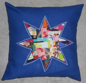 crumb star on blue finished pillow sham